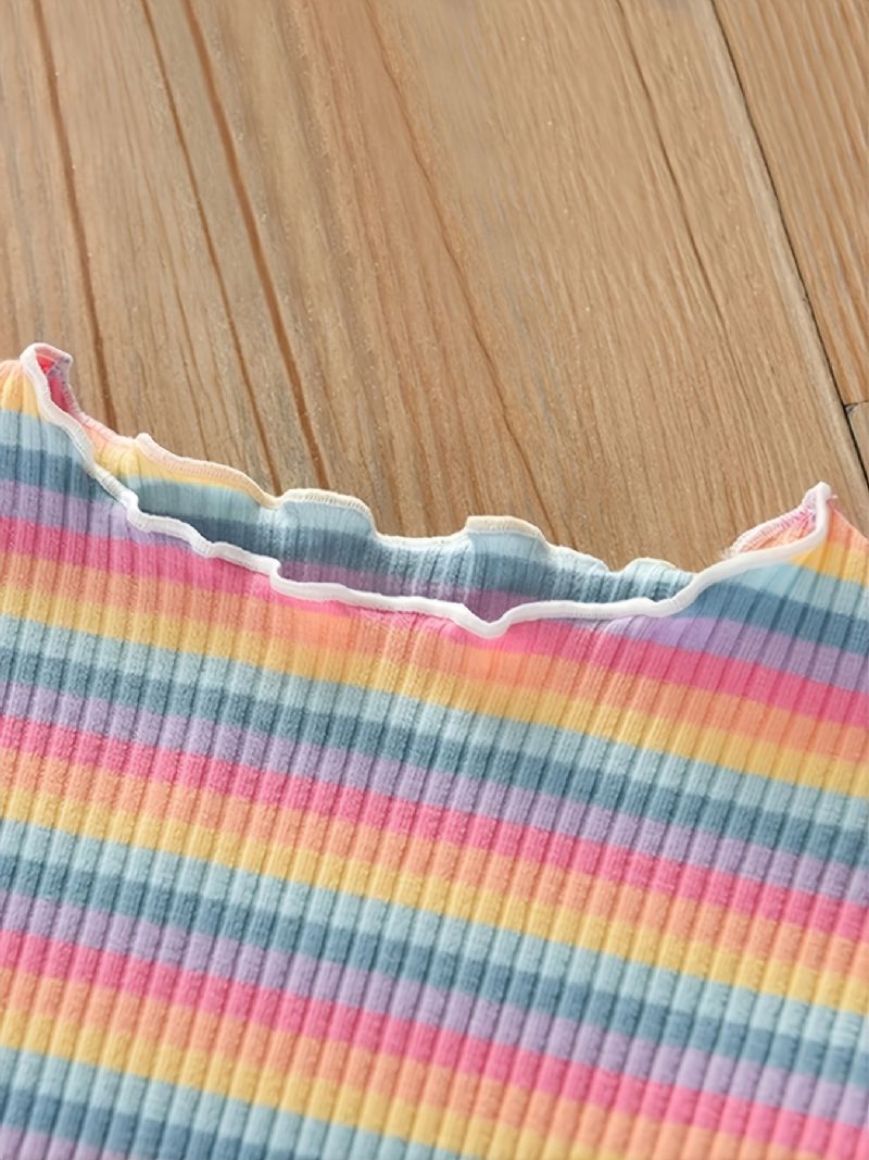 Syksy-talvi Uudet Tyttöjen Rainbow Striped Basics Paidat