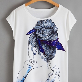 Tytölle Graphic Print Solid T-paita Lyhythihainen Rento Jokapäiväinen Toppi Kevään Ja Kesän Naisten Vaatteisiin