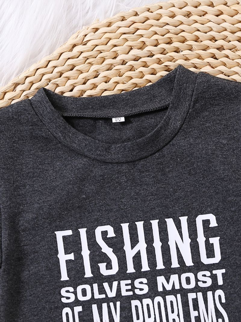 Tytöt Kausaalinen Fishing Print T-paita & Fish Shortsit & Bow Head Tie Rope