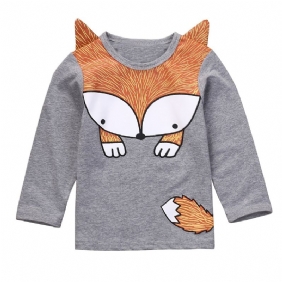 Tytöt Vauvat Pitkähihaiset T-paidat Pyöreäpääntieet Sarjakuva Fox Print Topit Lasten Vaatteet