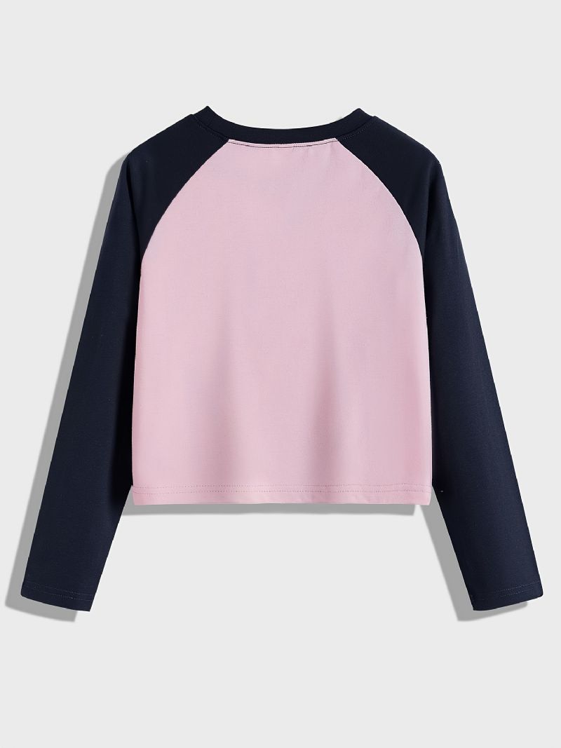 Tyttöjen Colorblock Contrast Kaula-aukkoinen Pitkähihainen T-paita