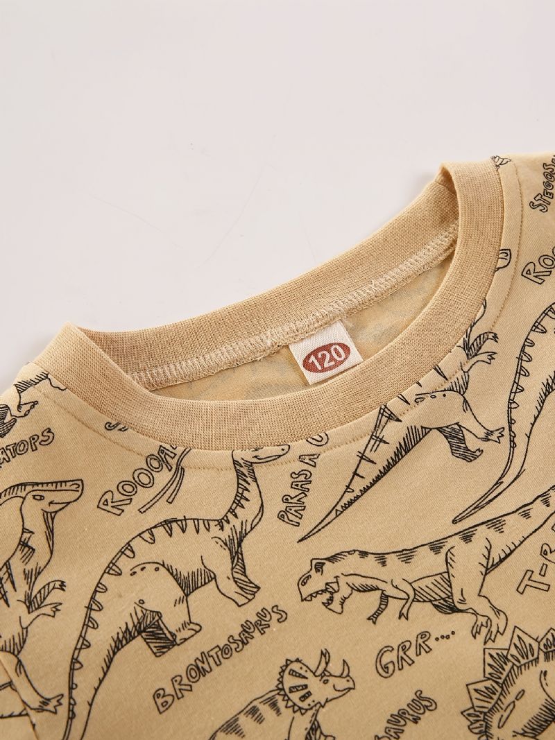 Tyttöjen Rento Neulepusero Pitkähihainen Pyöreäkauluksinen T-paita Sarjakuva-dinosaurusteprintillä