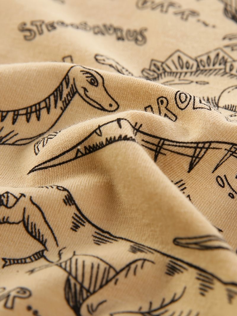 Tyttöjen Rento Neulepusero Pitkähihainen Pyöreäkauluksinen T-paita Sarjakuva-dinosaurusteprintillä