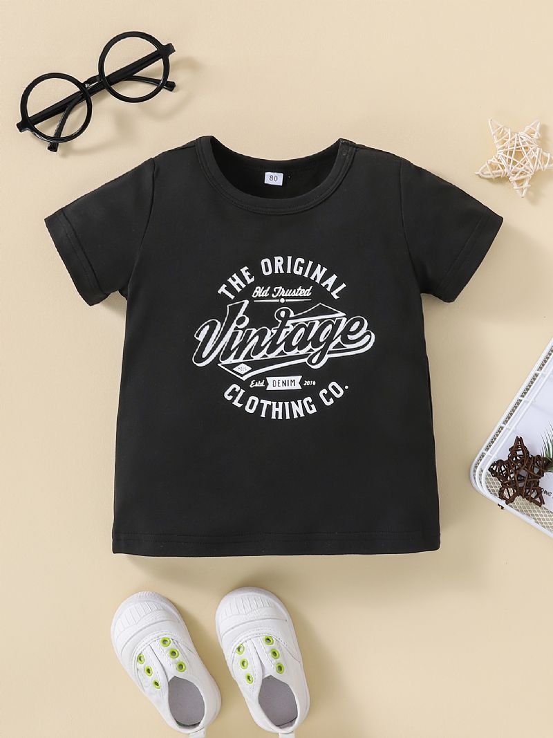 Tyttöjen Rento Vintage T-paita Lyhythihainen Pyöreä Kaula Yksinkertainen Peruspaita