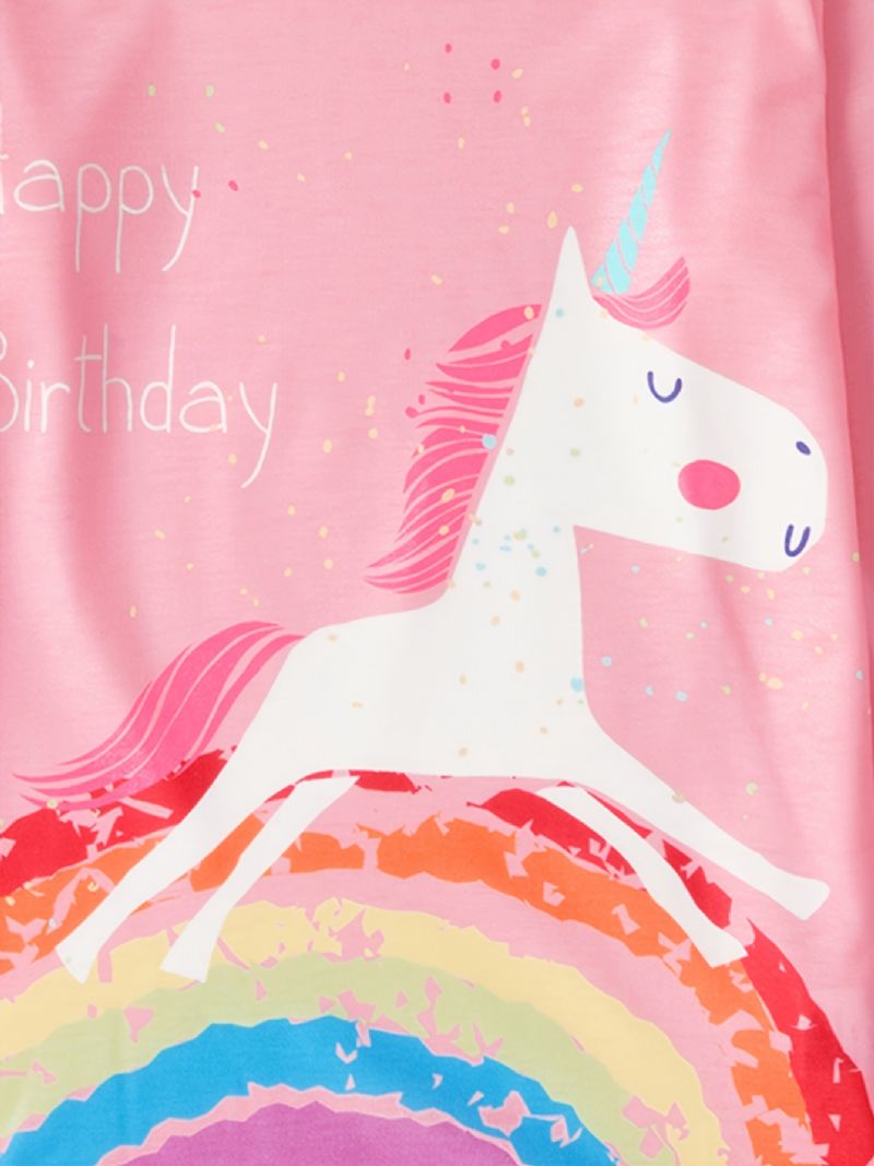 Tyttöjen Unicorn Print Pyöreäkaula-aukkoinen Pitkähihainen T-paita Spring Autumn