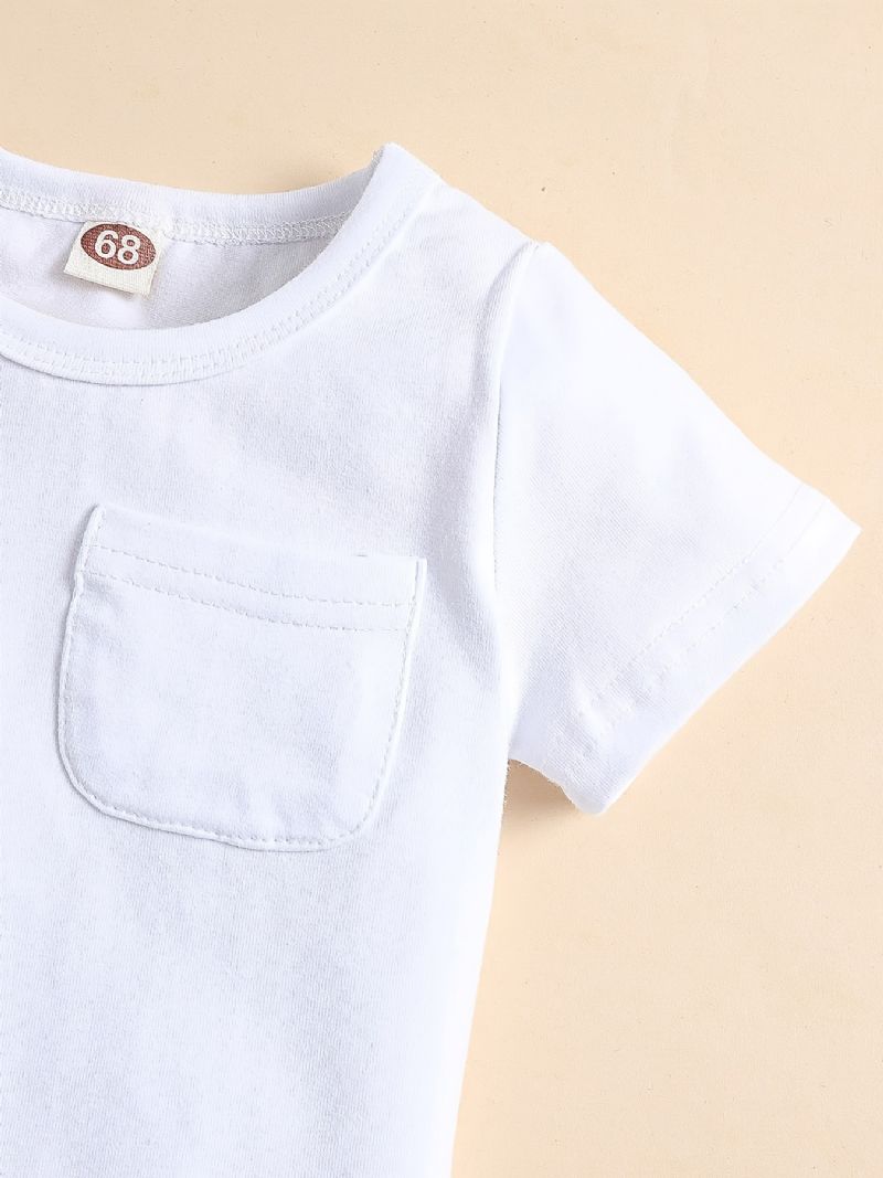 Vauvan Poikien Casual Solid Cotton T-paita Ja Joustava Vyötäröshortsisetti