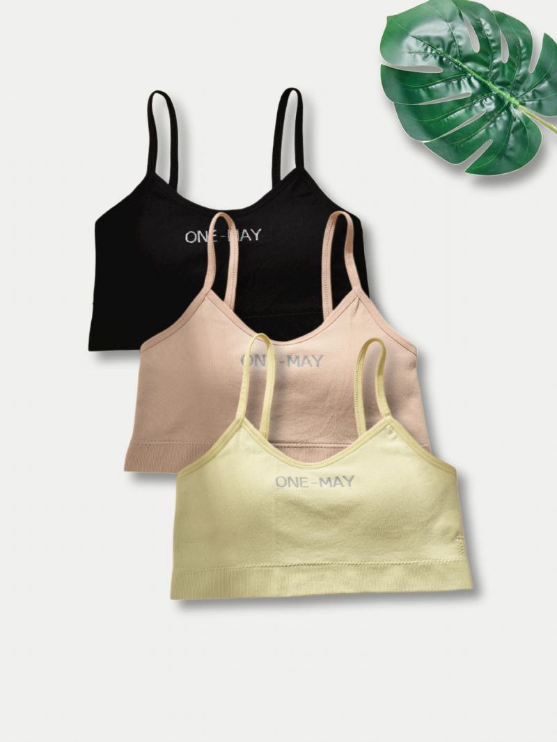 3 Kpl Tyttöjen Pehmeät Urheilurintaliivit Comfort Camisole Liivi Irrotettavalla Tyynyllä