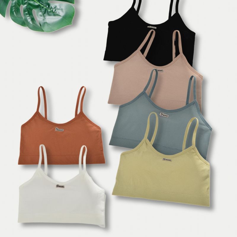 6 Kpl Tyttöjen Soft Bra Sport Vest Camisole Irrotettavalla Pehmusteella Lasten Alusvaatteet