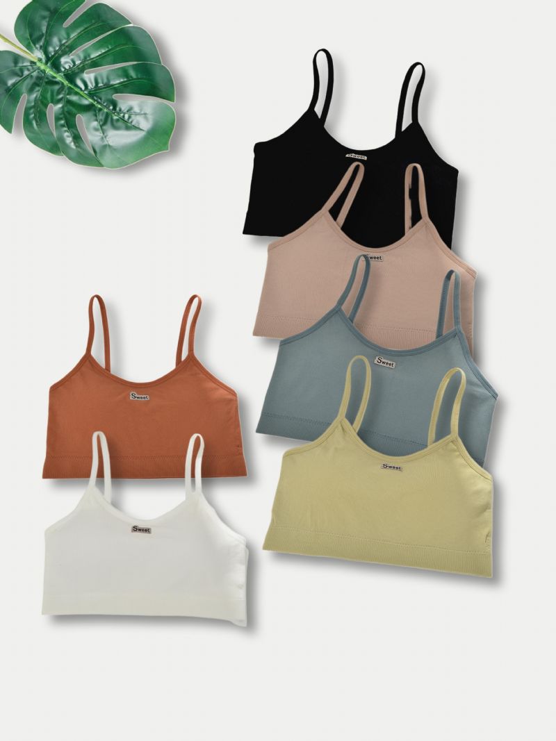 6 Kpl Tyttöjen Soft Bra Sport Vest Camisole Irrotettavalla Pehmusteella Lasten Alusvaatteet