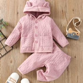 2 Kpl Infant Vauvan Solid Button Hupullinen Takki & Housut Setti Pojat Tytöt Lasten Vaatteet