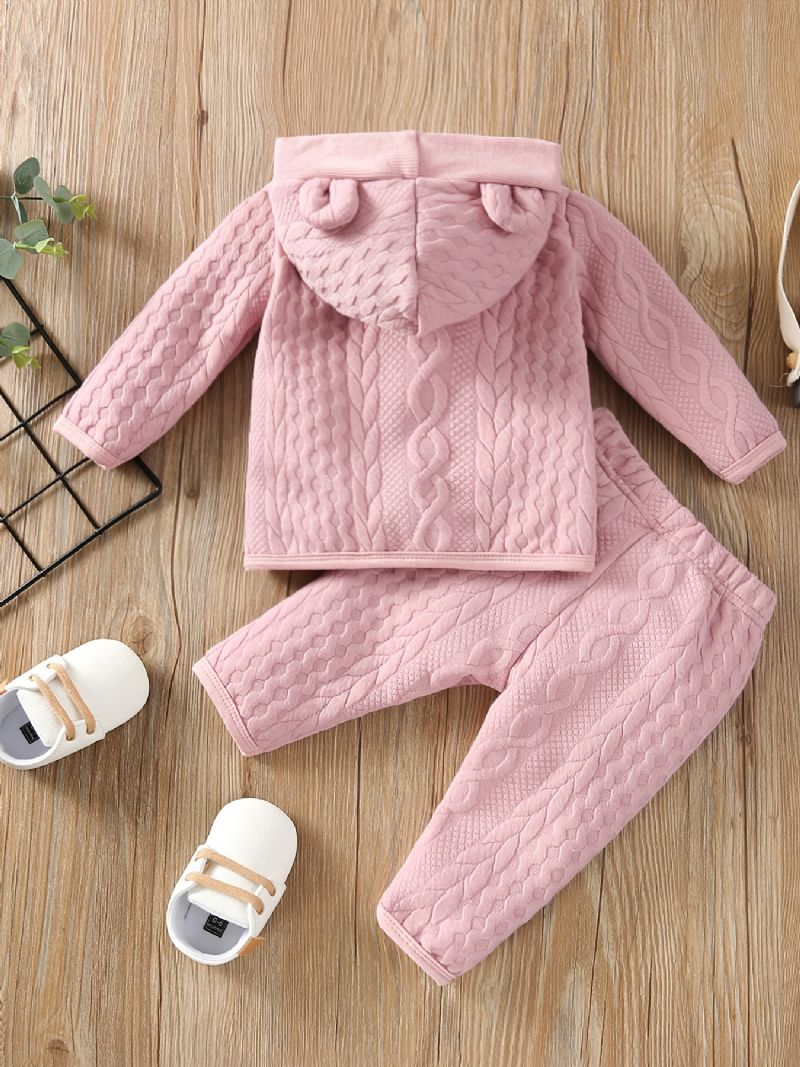 2 Kpl Infant Vauvan Solid Button Hupullinen Takki & Housut Setti Pojat Tytöt Lasten Vaatteet