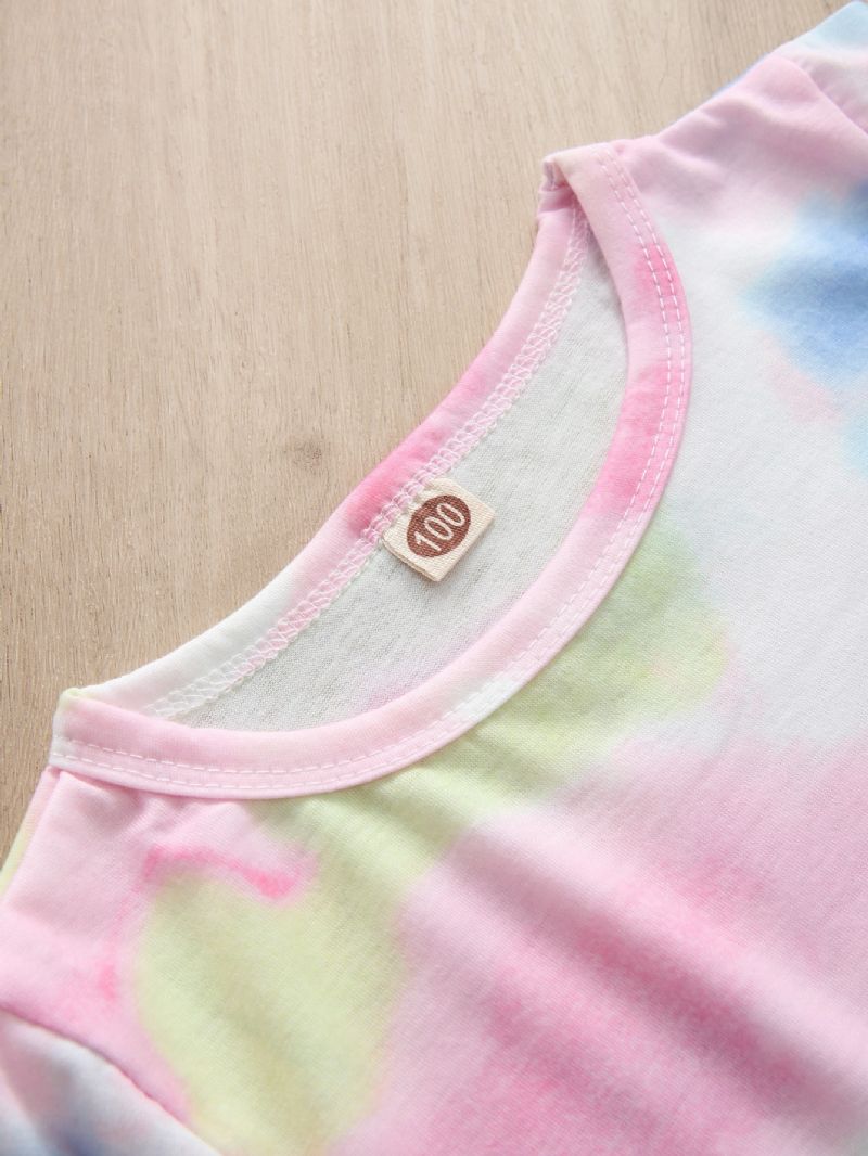 2 Kpl Toddler Tyttöjen Casual Pink Tie Dye Print Pitkähihaiset Housut