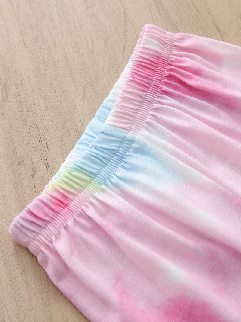 2 Kpl Toddler Tyttöjen Casual Pink Tie Dye Print Pitkähihaiset Housut