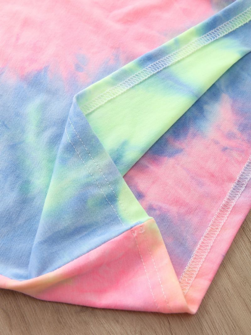 2022 Syksy Talvi Uudet Tyttöjen Vapaa-ajan Asut Rainbow Tie-dye Print Pitkähihaiset Housutsetti