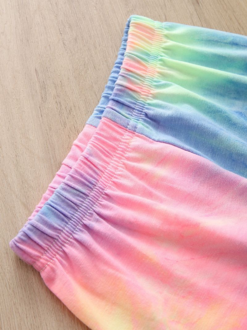 2022 Syksy Talvi Uudet Tyttöjen Vapaa-ajan Asut Rainbow Tie-dye Print Pitkähihaiset Housutsetti