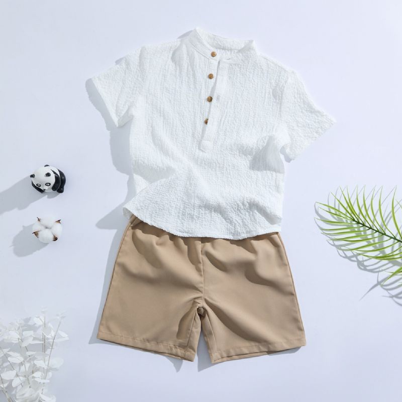 2022 Syksy Talvi Uusi Pojat Half Button Paidat Shortsit Set