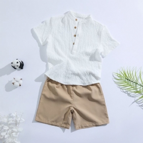 2022 Syksy Talvi Uusi Pojat Half Button Paidat Shortsit Set