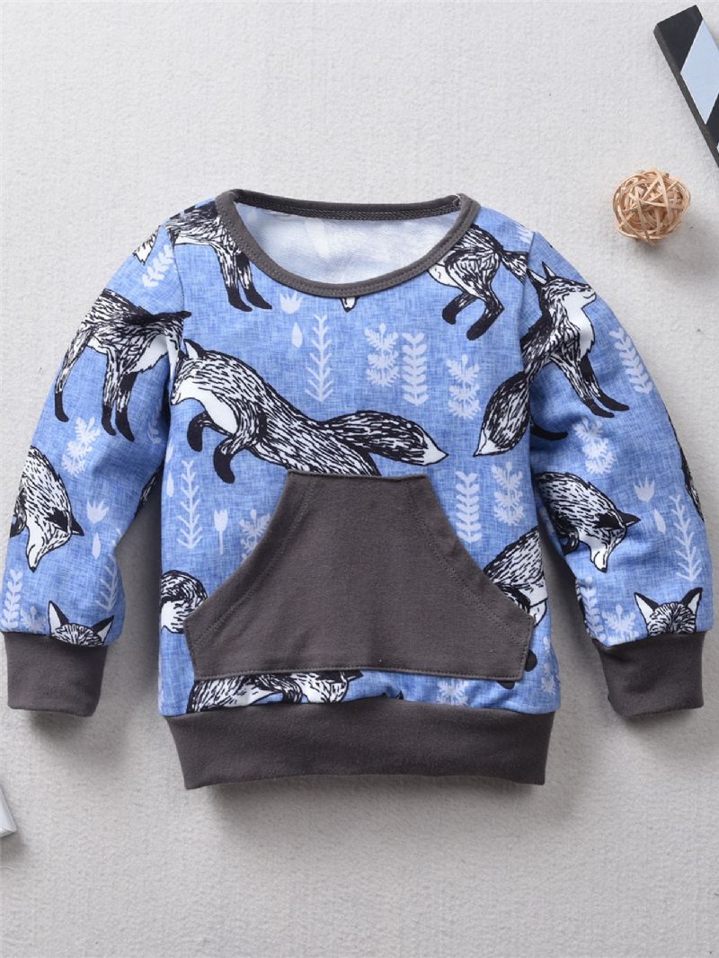 2kpl Autumn Winter Tyttöjen Snow Fox Print Collegepaitapukusetti