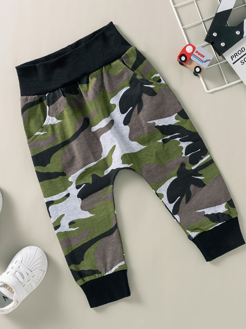 2kpl Poikien Camo Print Sweatshirt Housut Setti