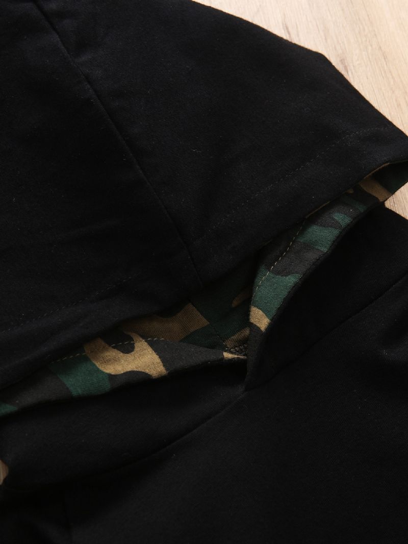 2kpl Poikien Casual Camo Print Hupulliset Pitkähihaiset Housutsetti