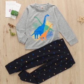 2kpl Poikien Casual Dinosaur Print Pitkähihainen Setti