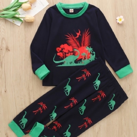 2kpl Poikien Casual Dinosaur Print Pitkähihainen Setti