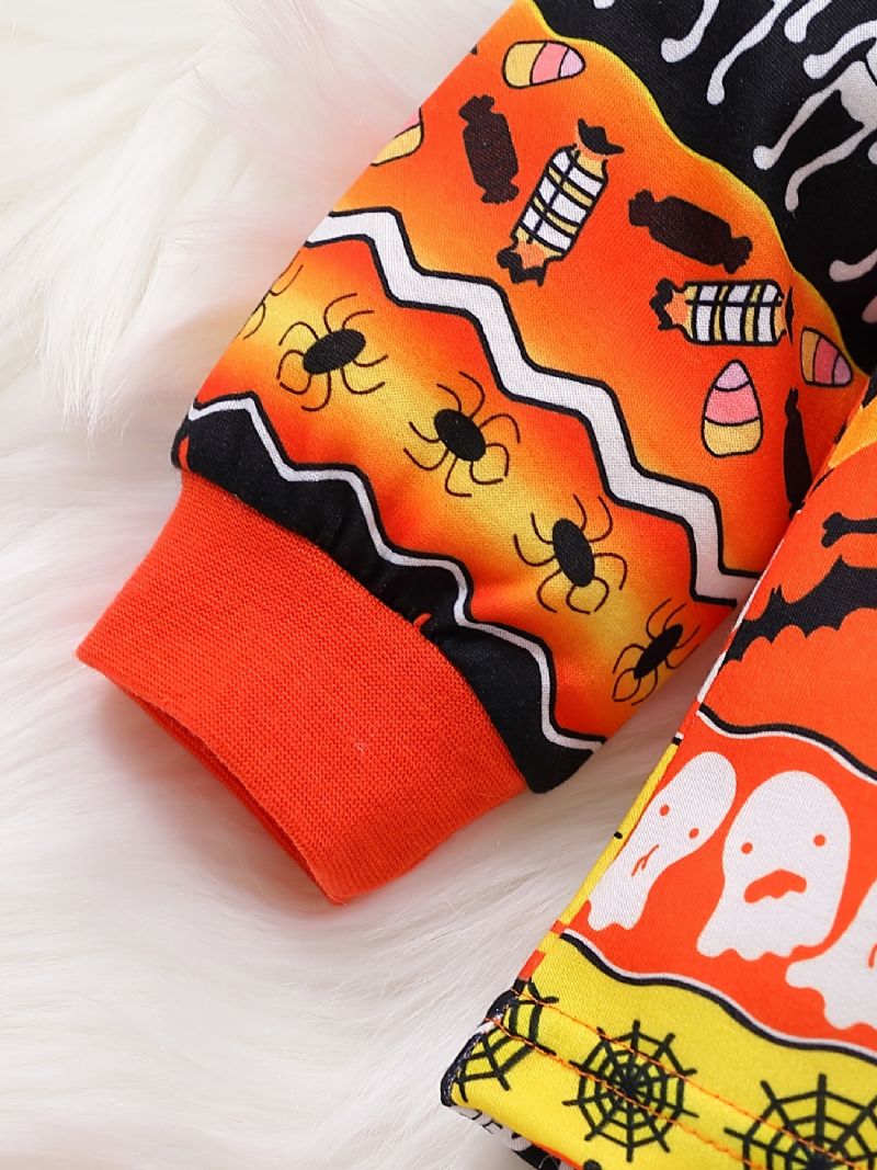 2kpl Poikien Cute Halloween Print Pyjamasetti Jossa On Villapaita Ja Housut Juhliin