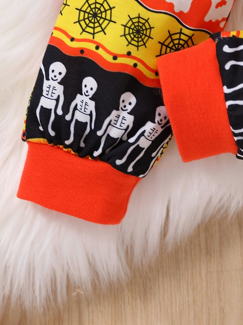 2kpl Poikien Cute Halloween Print Pyjamasetti Jossa On Villapaita Ja Housut Juhliin