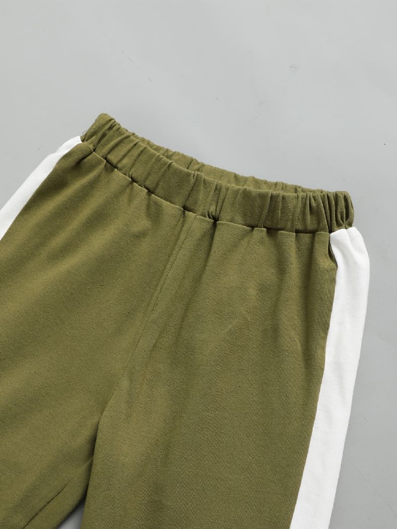 2kpl Poikien Housusetti Rento Patchwork Sleeve Top & Cotton Pants