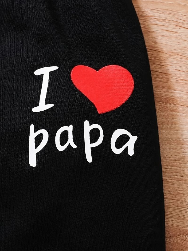 2kpl Poikien Kausaalinen Active Set I Love Papa Print Pullover Huppari & Collegehousut Talveksi