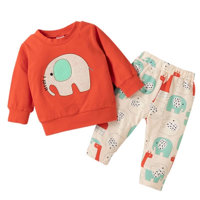 2kpl Sarjakuva Patched Elephant Print Poikasetti