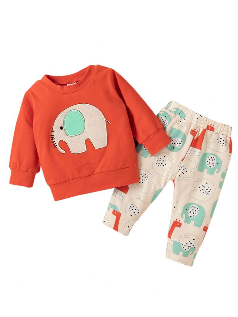 2kpl Sarjakuva Patched Elephant Print Poikasetti