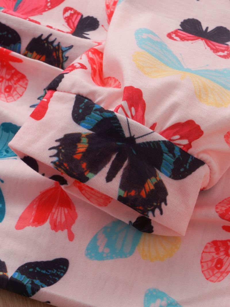 2kpl Tyttöjen Casual Butterfly Print Pitkähihainen Setti