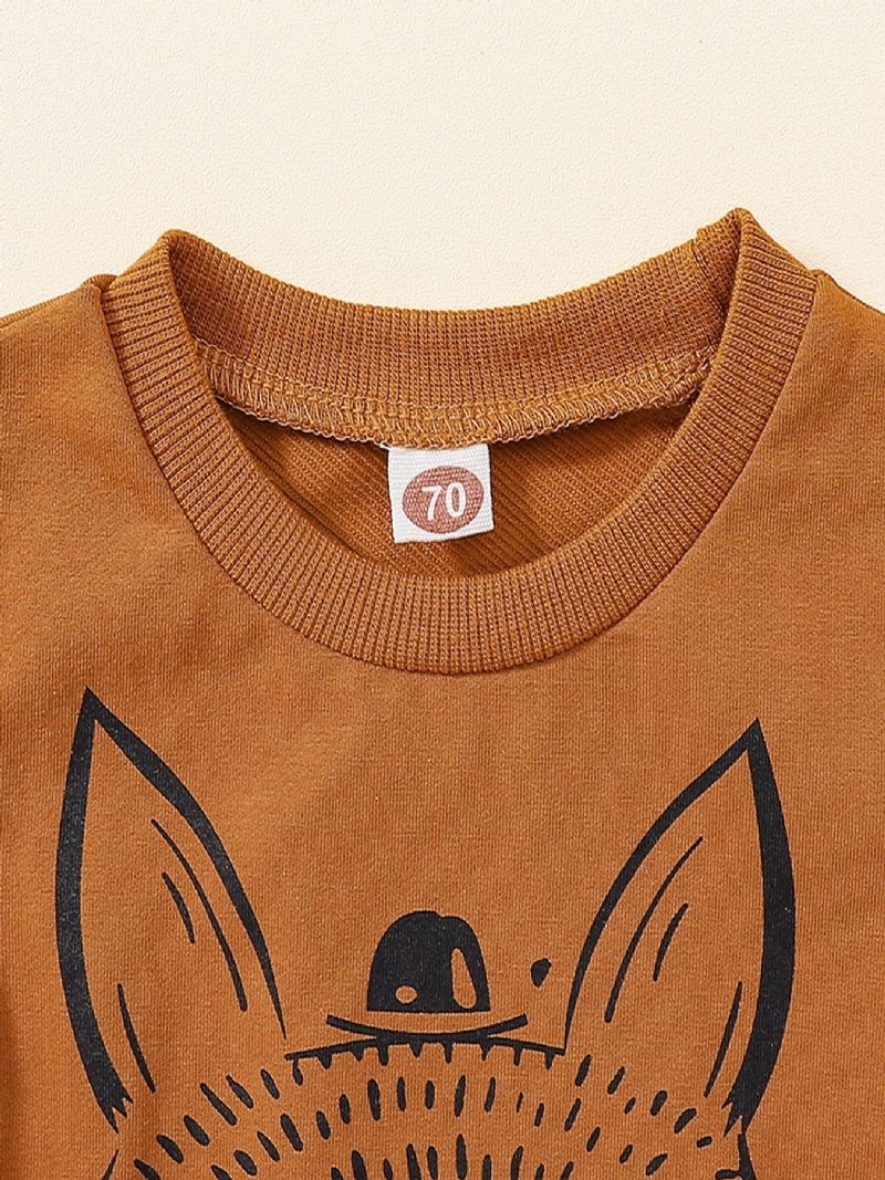 2kpl Tyttöjen & Poikien Cartoon Cotton Fox Print Pitkähihaiset Housut Urheilusetti