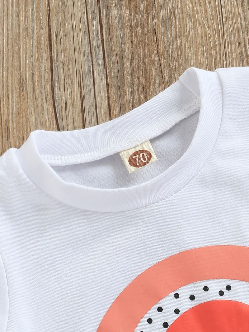 2kpl Vastasyntyneen Tyttövauvan Setit Sateenkaari-aakkosprintti T-paita Yksivärinen Vohvelihousut