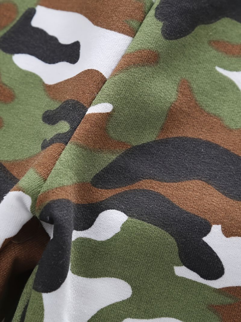 2kpl Vauvan Camouflage Schoolbag Print Pullover Pyöreäkauluksinen Pitkähihainen Collegepaita Ja Housutsetti Pojille