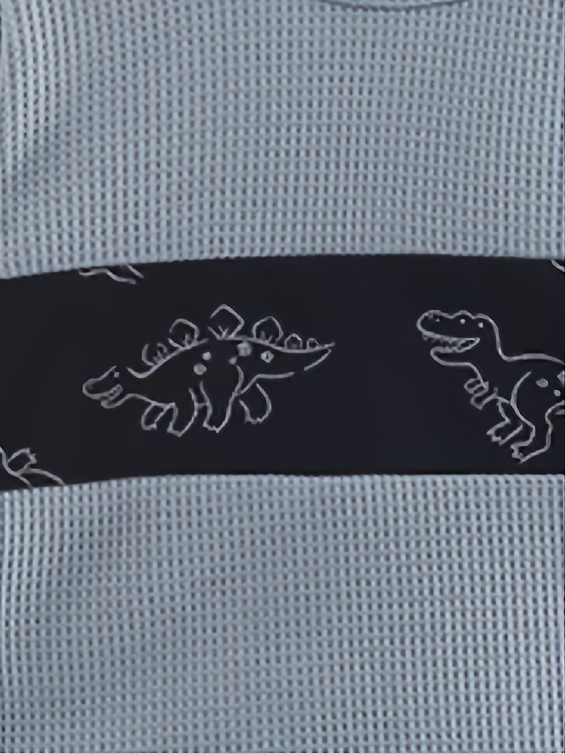 2kpl Vauvan Dinosaur Print Splicing Pullover Pyöreäkauluksinen Pitkähihainen Collegepaita Ja Housutsetti Tytöille Pojille