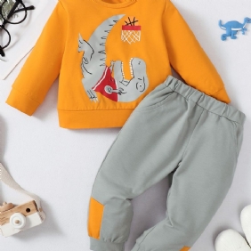 2kpl Vauvan Poikien Dinosaur Print Cartoon Casual Set