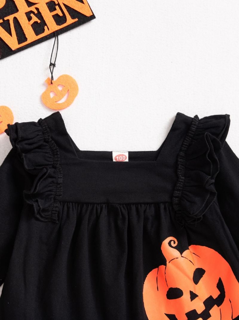2ps Tyttöjen Halloween Black Pumpkin Top & Ghost Housut Settiti