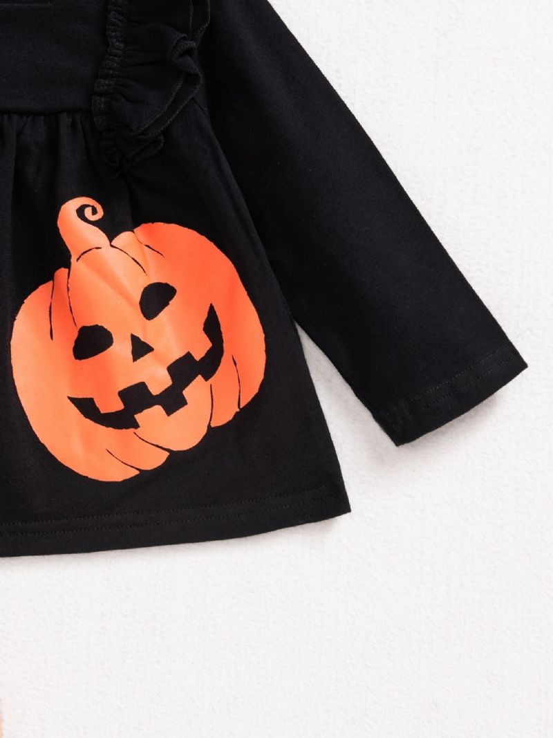 2ps Tyttöjen Halloween Black Pumpkin Top & Ghost Housut Settiti