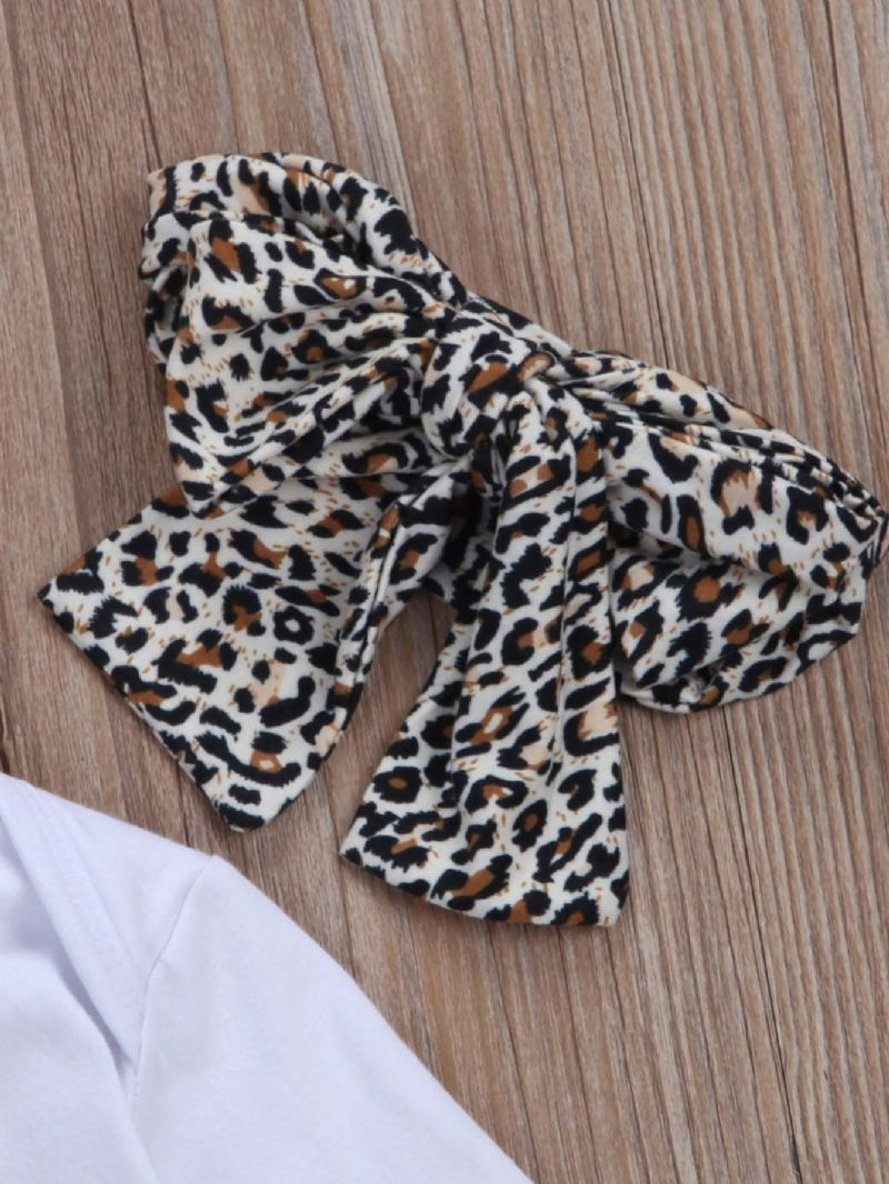 3 Kpl Tyttöjen Leopard Print Heart Housut Ja Joissa Pääpanta