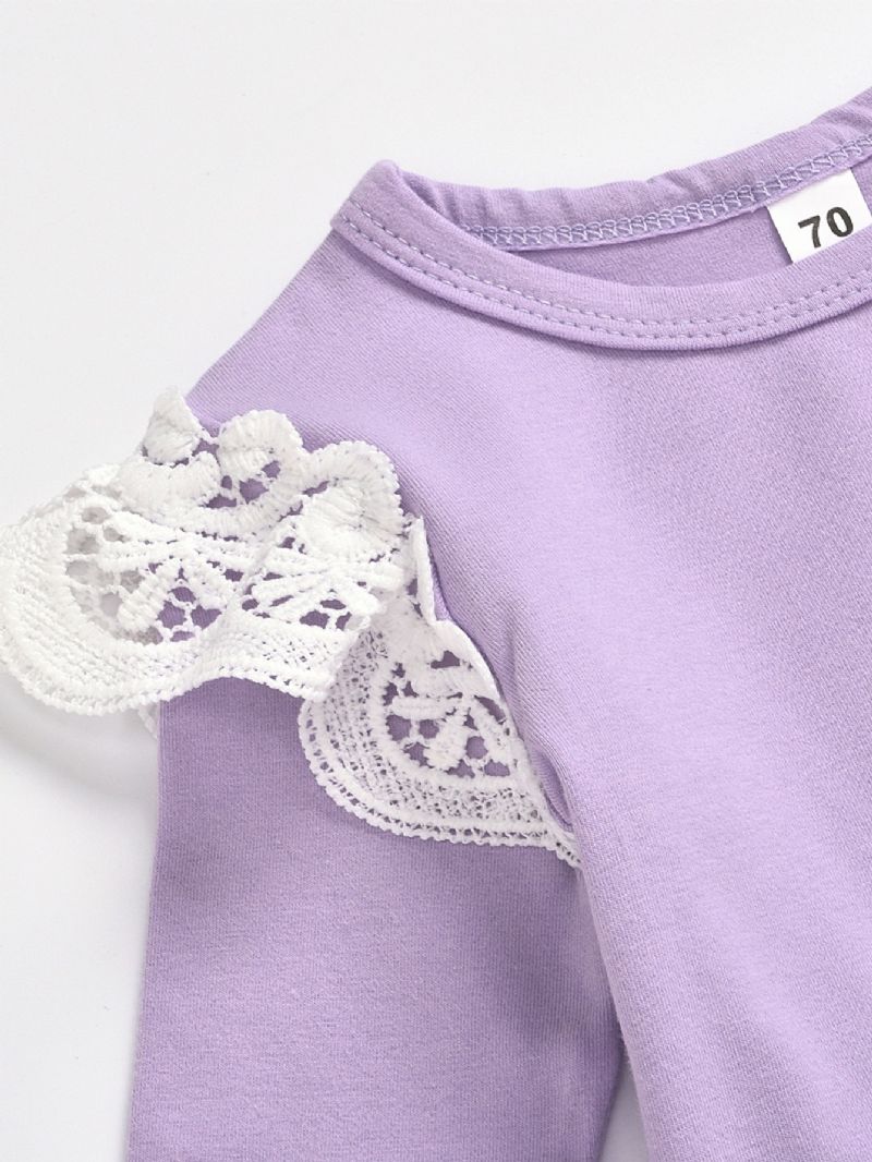 3kpl Vauvan Tyttöjen Lace Romper Flower Print Purple Suit