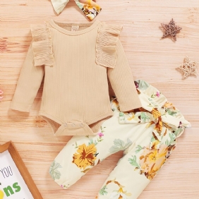 Infant Vauvan Tyttöjen Kukkaprintti Onesie-housuhousujen Rusetti