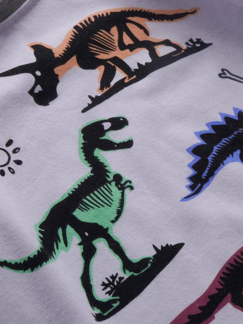 Poikien Dinosaur Print Pitkähihainen Collegepaita Ja Housutsetti