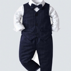 Poikien Gentleman Outfit Bowtie Pitkähihainen Paita Liivi Housut Set