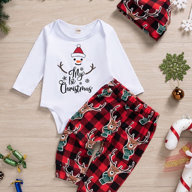 Poikien Jouluprintti Onesie Romper Plaid Housut Settiti