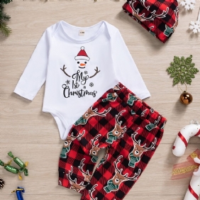 Poikien Jouluprintti Onesie Romper Plaid Housut Settiti