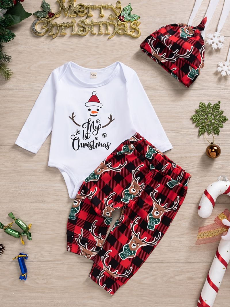 Poikien Jouluprintti Onesie Romper Plaid Housut Settiti