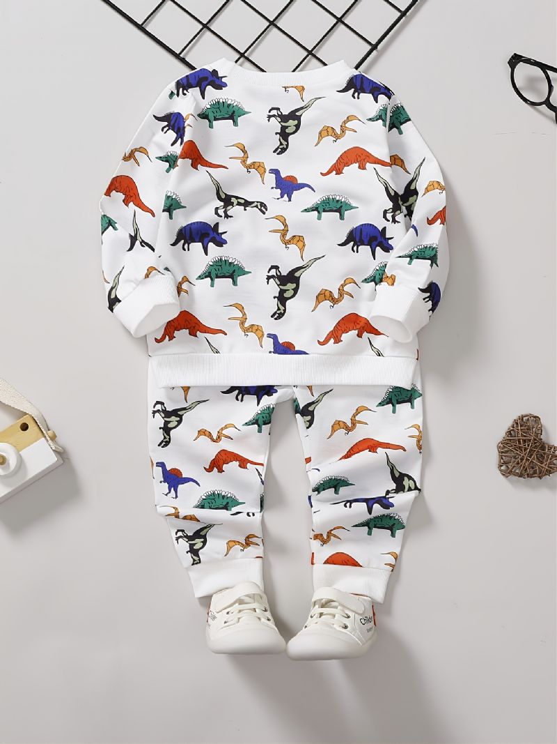 Poikien Muoti Casual Dinosaur Print Pyöreäkauluksinen Collegepaitahoususarja