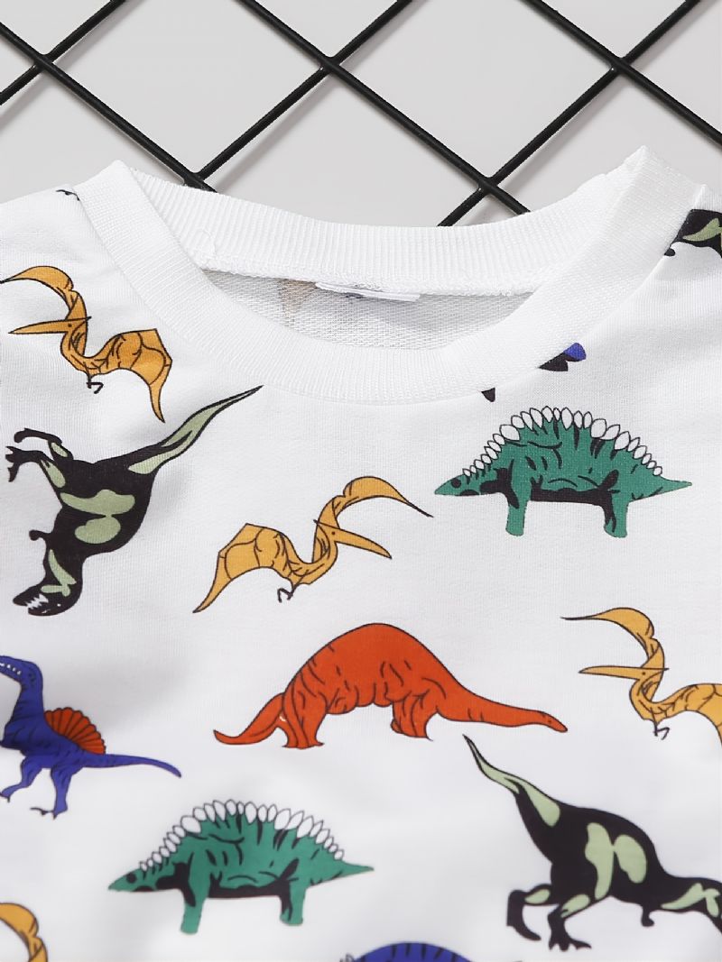 Poikien Muoti Casual Dinosaur Print Pyöreäkauluksinen Collegepaitahoususarja